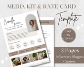 2 Page Media Kit & Rate Card Template | Instagram Influencer, Blogger Media Kit, Rate Sheet Template, Canva Template, Social Media Kit
