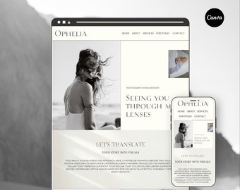 Premium Photographer Canva Website Template, Sales Page, Photographer Portfolio, Photography Website, One Page Website, Canva Landing Page