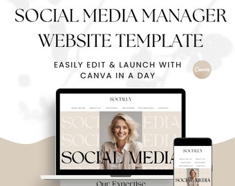 Social Media Manager Canva Website Template, Done for you Website Template, Marketing Agency Portfolio, One Page Website, Canva Landing Page