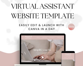 Plantilla de sitio web Canva de asistente virtual, plantilla de sitio web hecha para usted, plantillas de asistente virtual, sitio web de una página, página de inicio de Canva