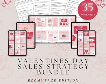 Valentines Day Ecommerce Marketing & Sales Template Bundle, Instagram Post Templates, Email Copy Template, Valentines Promotional Bundle