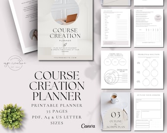 Printable Online Course Creation Planner Template, Course Creator Planner, Online Course, Course Creator Workbook, Digital Product Planner
