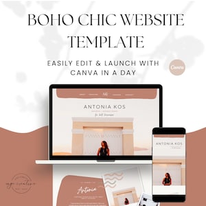 Boho Chic Canva Website Template, Done for you Website Template, Small Business Website, One Page Website, Canva Landing Page, Coach Website