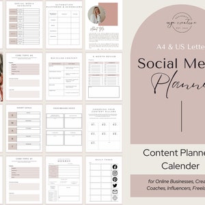Social Media Planner, Instagram Planner, Marketing Planner, Printable Planner, Content Planner, Social Media Content Calendar, Social Media