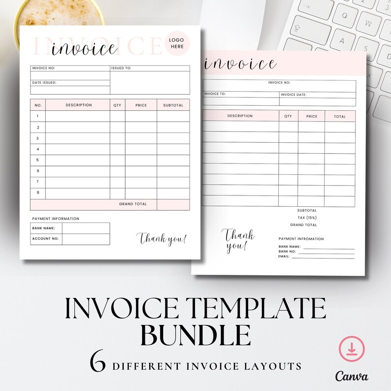 Invoice Template Bundle Canva Download, Small Business Custom Order ...