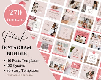 270 Pink Instagram Post Template for Beauty Business | Instagram Story | Canva Template | Skincare and Beauty Branding Kit, Content Creator