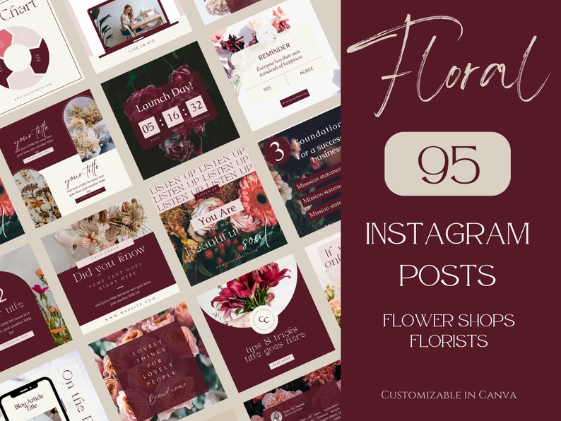 95 Floral Instagram Post Templates, Flower Shops, Florist Templates ...