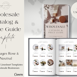 Wholesale Catalogue & Pricing Guide Template, Editable Linesheet for Wholesale, Product Sales Guide, Price List Template, Canva Line sheet