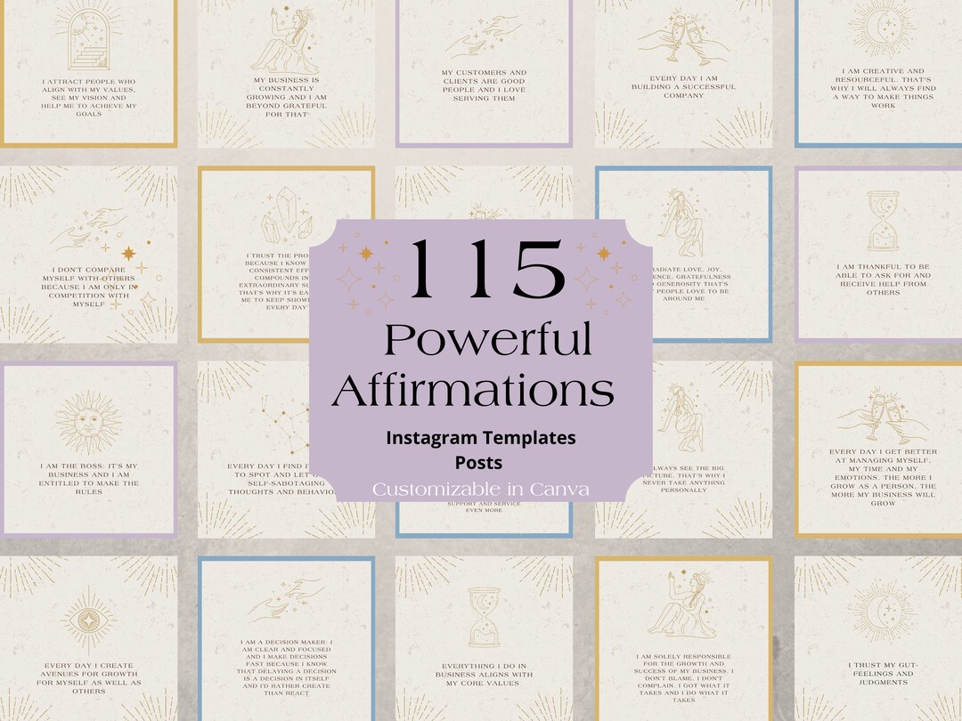 115 Motivational Affirmation Instagram Quote Post Templates ...