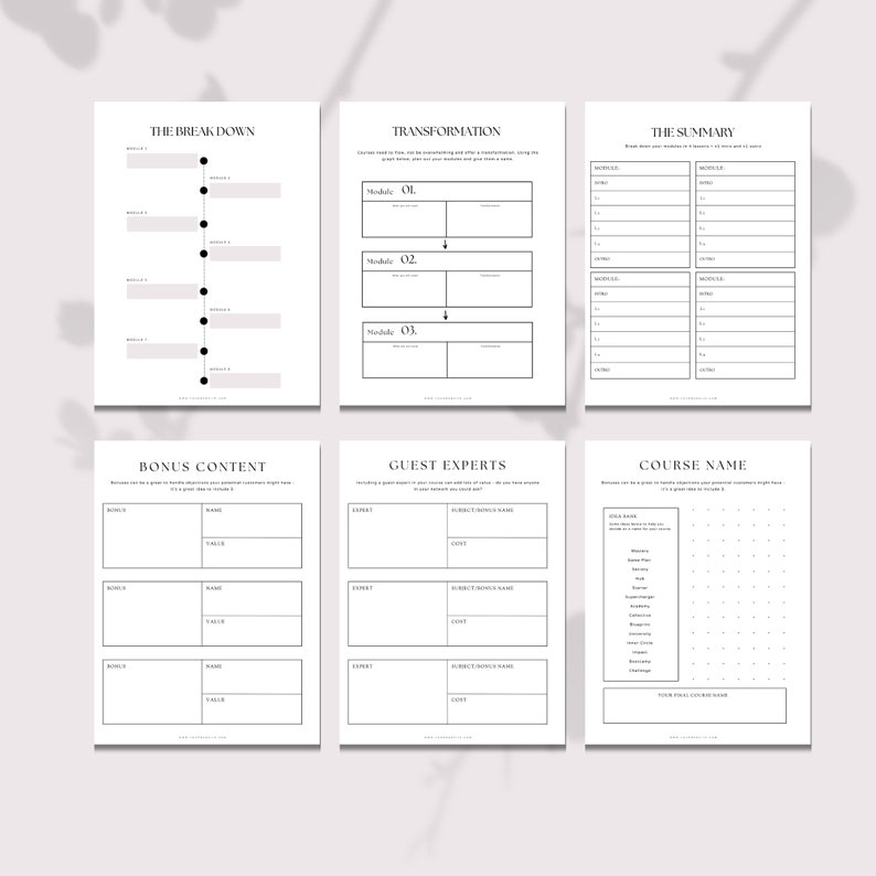 Printable Online Course Creation Planner Template, Course Creator