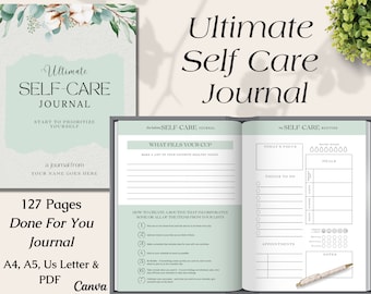 Printable Ultimate Self Care Journal and Daily Planner Template, Self Love & Mindfulness Journal, Mental Health and Wellness Journal
