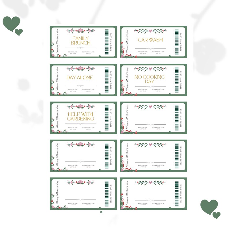 Editable Mom Coupon Book Template for Mothers Day Gift Idea, Printable ...