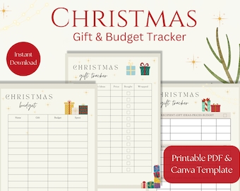 Christmas Gift Planner Printable, Holiday Planning, Christmas Gift Tracker, Christmas Shopping List, Christmas Gift and Budget Planner