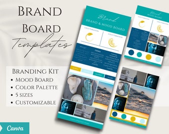 Brand Board Template | Mood Board | Branding Kit | Brand Style Board | Branding Package, Canva Template, Logo Design, Color Palette