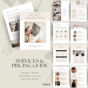 Services & Pricing Guide Template Canva, Virtual Assistant Pricing Guide , Coaching Pricing List, Linesheet, Client Proposal, Service Guide