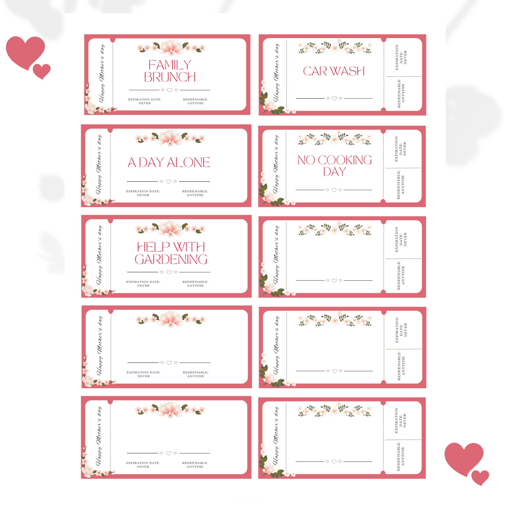 Editable Mom Coupon Book Template for Mothers Day Gift Idea, Printable ...