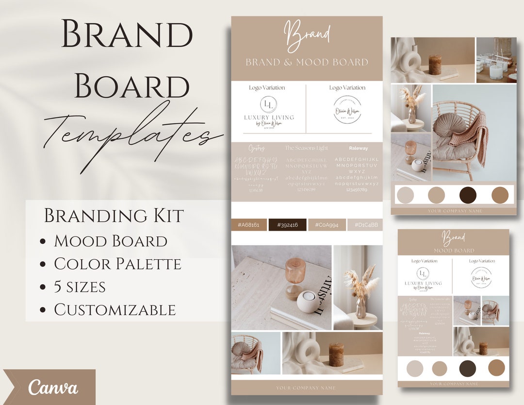 Brand Board Template Mood Board Branding Kit Brand Style - Etsy