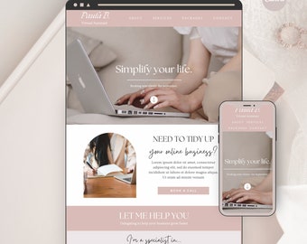 Virtuele assistent Canva-websitesjabloon, Canva-verkooppagina, virtuele assistent-sjablonen, VA One Page-website, Canva-bestemmingspagina