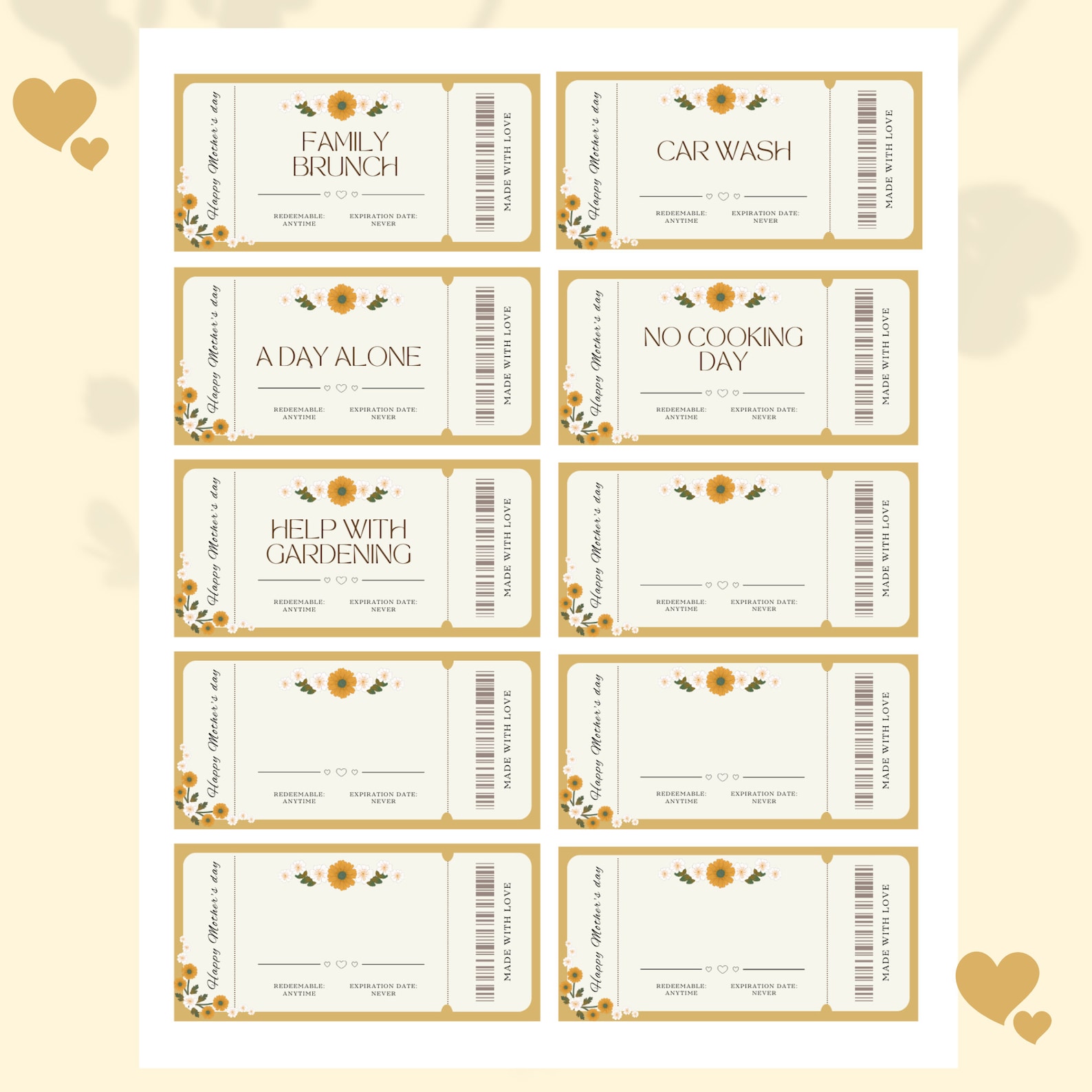 Editable Mom Coupon Book Template for Mothers Day Gift Idea, Printable ...
