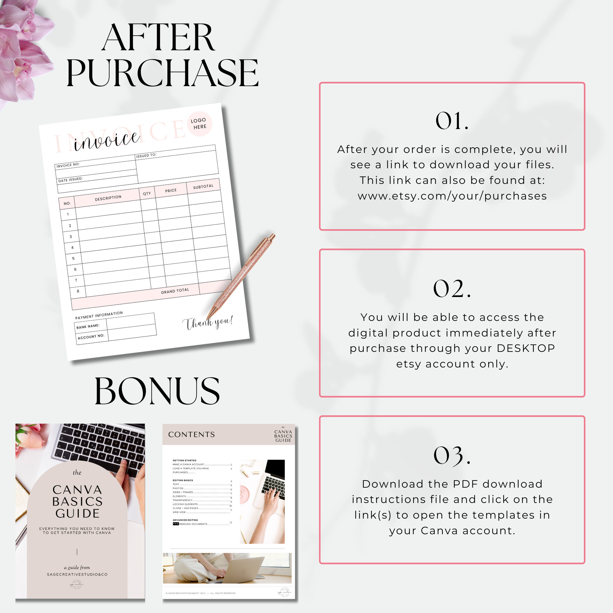 Invoice Template Bundle Canva Download, Small Business Custom Order ...