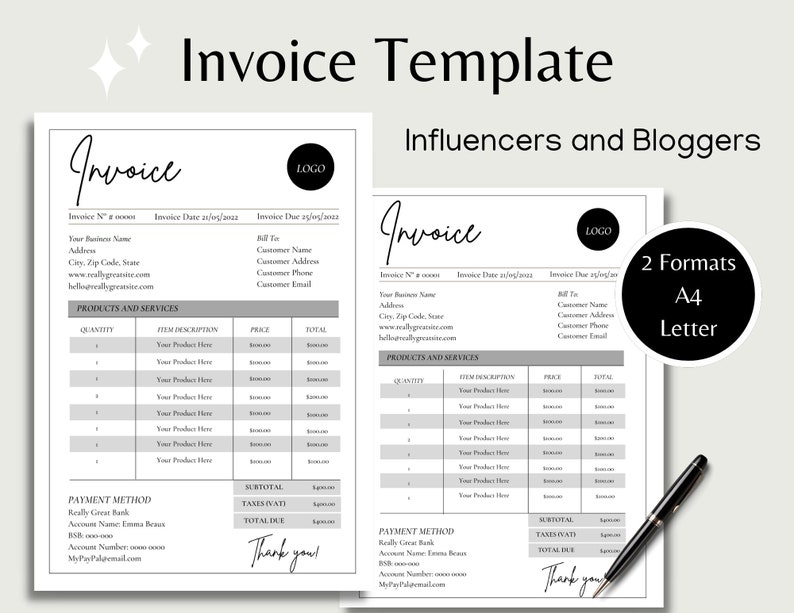 Invoice Template, Business Invoice, Invoice Form, Digital Invoice, Receipt Template, Minimalist Invoice, Editable Invoice, Printable Invoice image 1