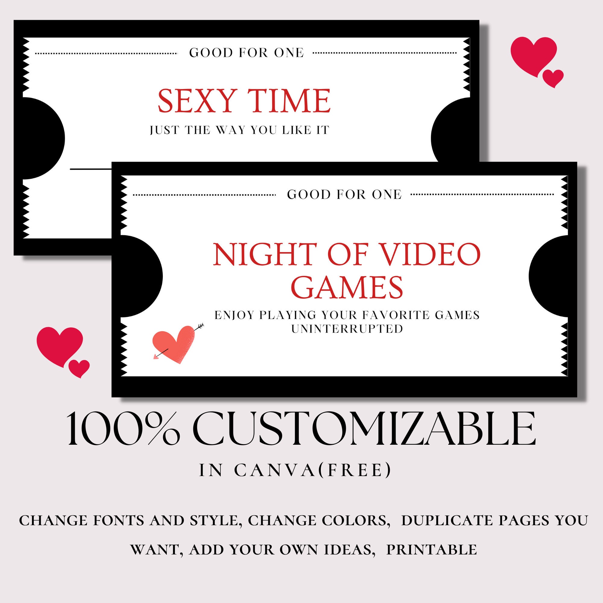 Printable Naughty Love Coupons Book for Him, Customizable Valentines ...