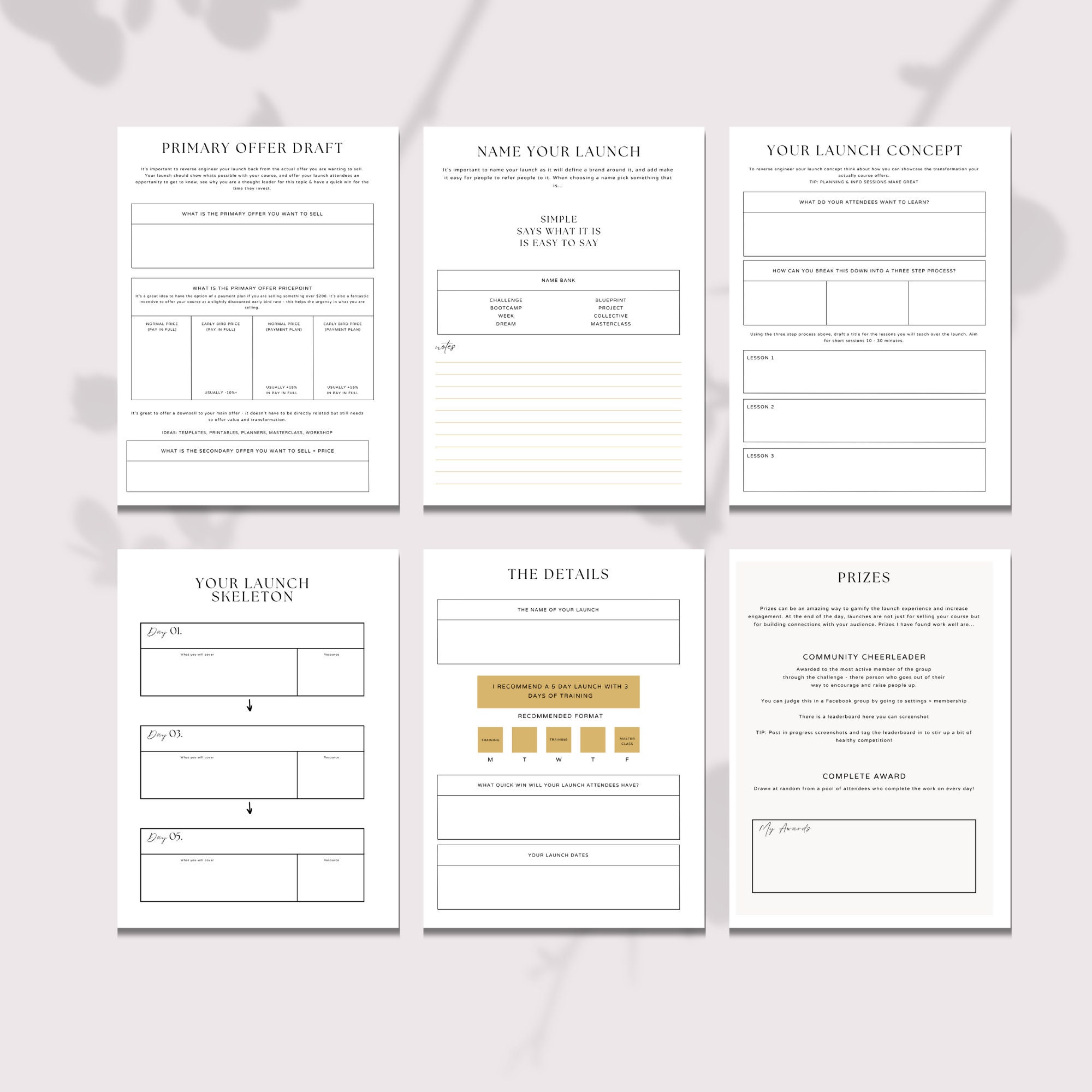 Printable Online Course Launch Planner & Workbook Template, Course ...