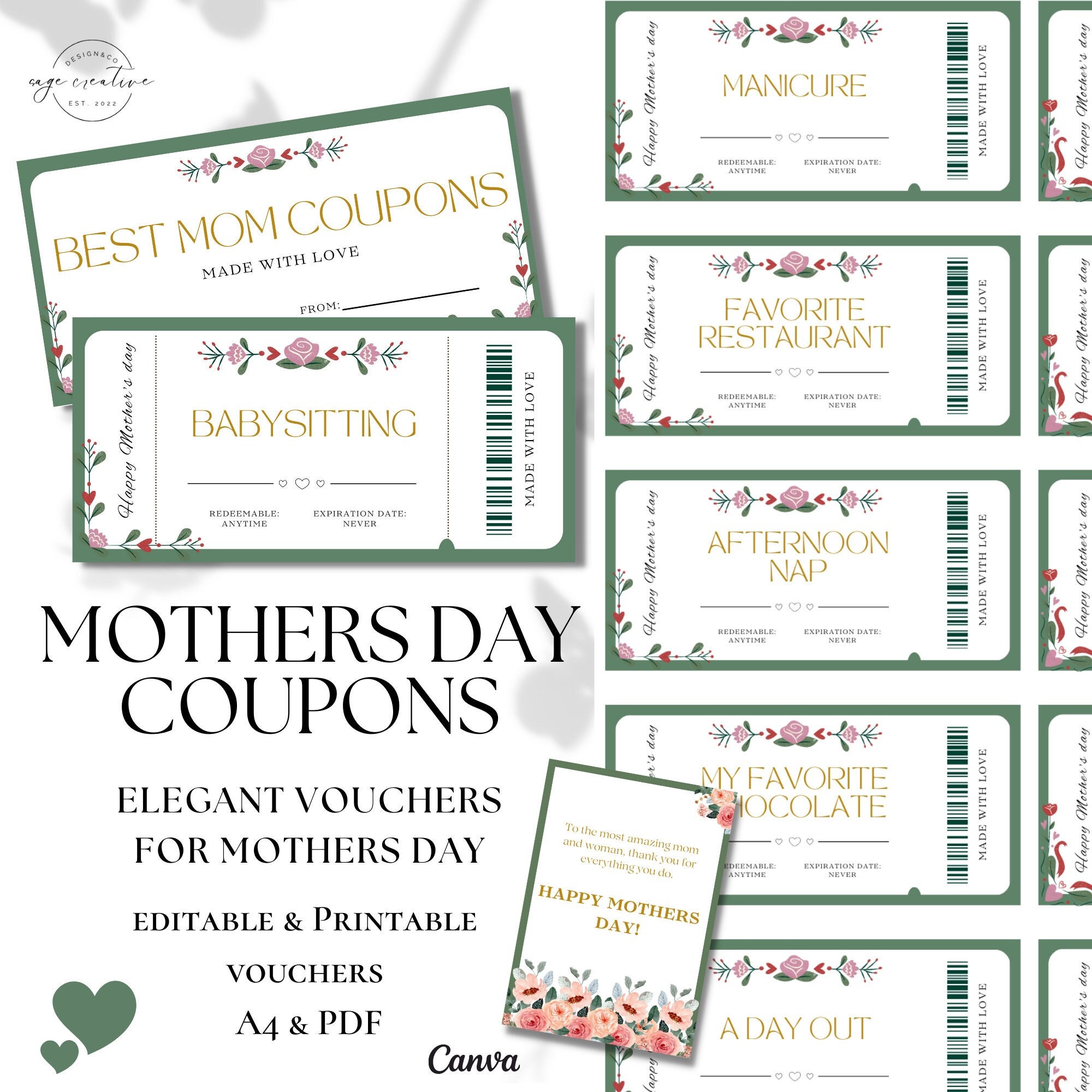 Editable Mom Coupon Book Template for Mothers Day Gift Idea, Printable ...