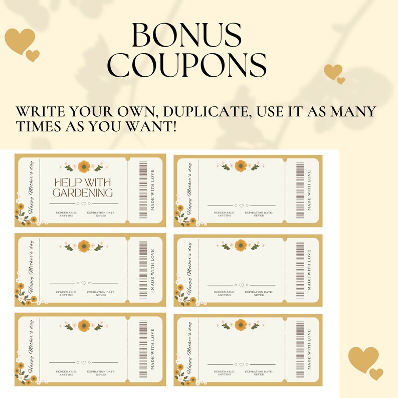 Editable Mom Coupon Book Template for Mothers Day Gift Idea, Printable ...
