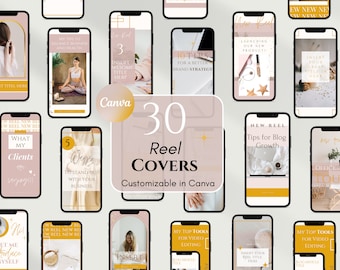 30 modello di copertine di bobine di Instagram, bobine di Instagram, modello di copertine di bobine, modelli di Instagram, kit di branding, modello Canva, copertina di bobine