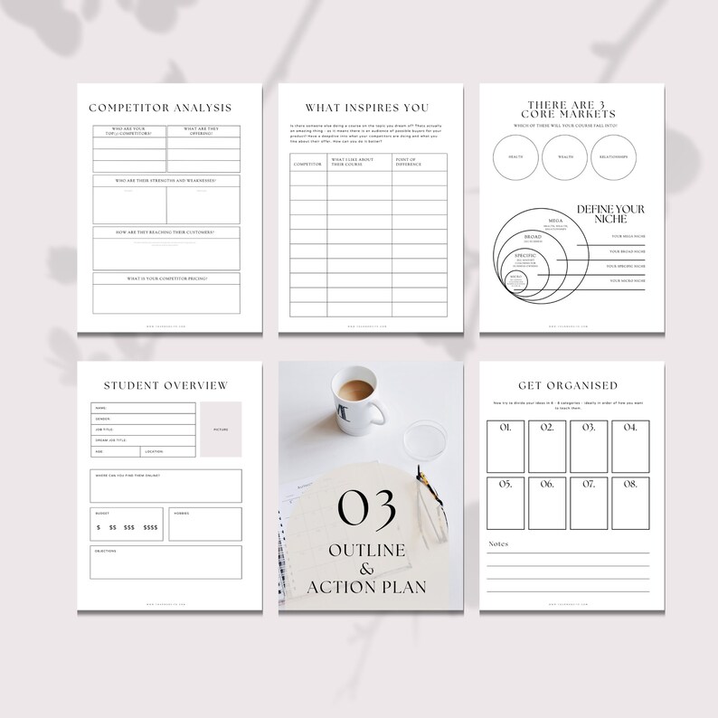 Printable Online Course Creation Planner Template, Course Creator