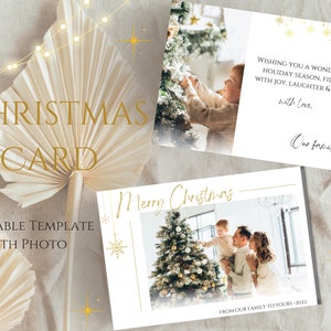 Tarjeta de Navidad con foto, tarjeta navideña con foto, plantilla de tarjeta fotográfica navideña, tarjeta de Navidad boho, tarjeta de feliz Navidad, tarjeta navideña imprimible