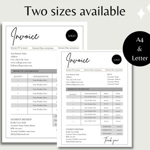 Invoice Template, Business Invoice, Invoice Form, Digital Invoice, Receipt Template, Minimalist Invoice, Editable Invoice, Printable Invoice image 3