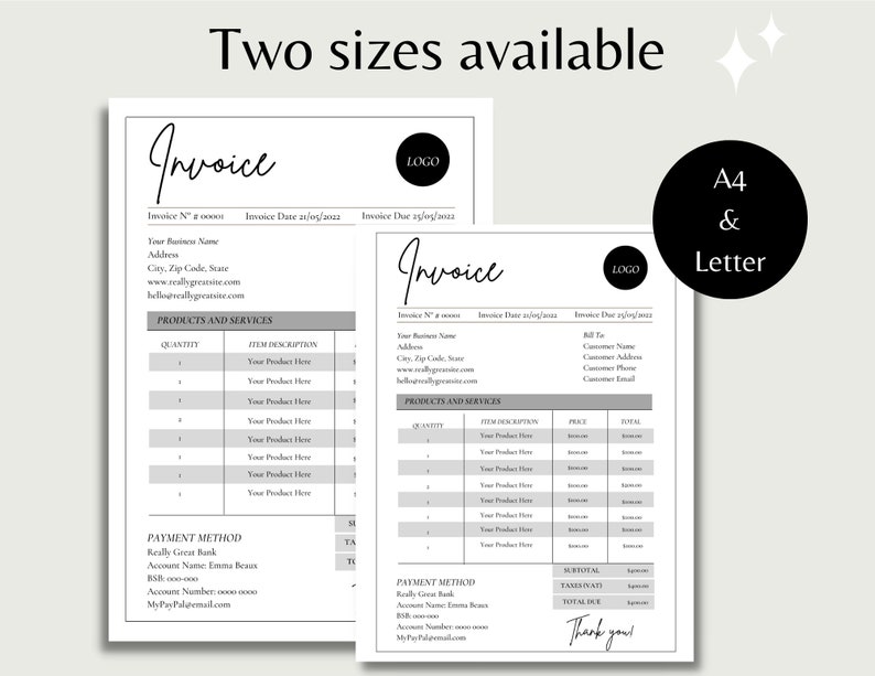 Invoice Template, Business Invoice, Invoice Form, Digital Invoice, Receipt Template, Minimalist Invoice, Editable Invoice, Printable Invoice image 3