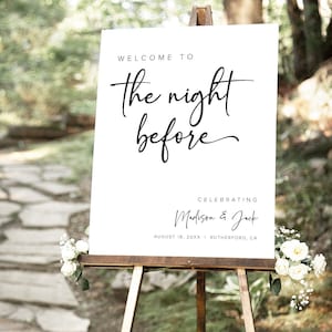 The Night Before Sign Template, Rehearsal Dinner Sign, Rehearsal Dinner Welcome Sign,Wedding Rehearsal Sign, Welcome To The Night Before, M8