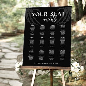 Gothic Wedding Seating Chart Template, Halloween Wedding Seating Chart, Gothic Spooky Seating Chart, Moody Wedding, Gothic Wedding Decor, H6