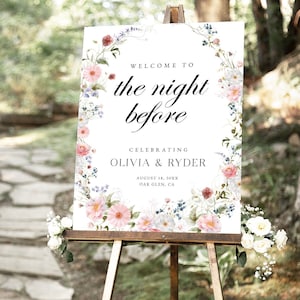 Rehearsal Dinner Welcome Sign Template, The Night Before Welcome Sign, Floral Rehearsal Dinner Welcome Sign, Boho Wedding Rehearsal Sign, S5