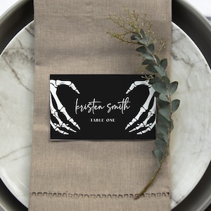Gotische bruiloft plaatskaarten sjabloon, donkere en humeurige bruiloft, Halloween tabelnummer kaart, Halloween bruiloft plaatskaart, Goth plaatskaart, H7