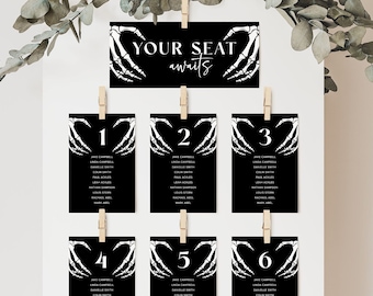 Gothic Wedding Seating Chart Card Template, Seating Chart Cards, Halloween Wedding Seating Chart Cards, Dark Wedding Seating Chart Sign, H7