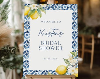 Plantilla de letrero de bienvenida para despedida de soltera con limón, letrero de despedida de soltera mediterráneo, letrero de despedida de soltera con cítricos, despedida de soltera en la costa de Amalfi de Italia, B6