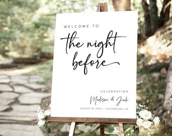 The Night Before Sign Template, Rehearsal Dinner Sign, Rehearsal Dinner Welcome Sign,Wedding Rehearsal Sign, Welcome To The Night Before, M8