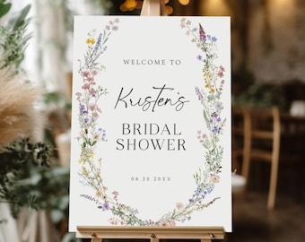 Wildflower Bridal Shower Welcome Sign Template, Boho Bridal Shower Sign, Floral Bridal Shower Welcome Sign Wildflower Welcome Sign, S9