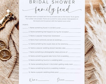 Bridal Shower Game Family Feud, Printable Bridal Shower Games, Bridal Family Feud Game, Bridal Shower Family Feud, Digital Download, M15