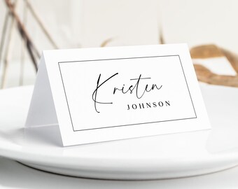 Minimalist Wedding Place Cards Template, Editable Wedding Table Name Cards, Modern Wedding Place Cards, Minimal Escort Cards, Printable, M2