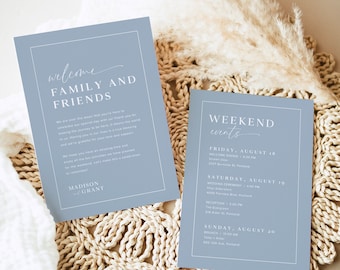 Wedding Weekend Events Timeline Template, Minimalist Wedding Order of Events, Wedding Welcome Bag Note Editable, Modern Welcome Letter, B2
