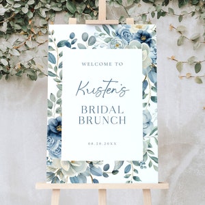 Floral Bridal Brunch Welcome Sign Template, Wildflower Welcome Sign Dusty Blue Bridal Brunch Sign Blue Floral Bridal Shower Welcome Sign, B5