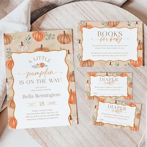 Little Pumpkin Baby Shower Invitation Template, Autumn Baby Shower Invitation Fall Baby Shower Invite Pumpkin Themed Baby Shower, F4