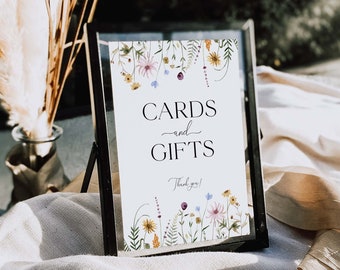 Wildflower Cards and Gifts Sign Template, Floral Wedding Sign, Floral Cards and Gifts Sign, Wildflower Wedding Sign, Boho Wedding Sign, S4