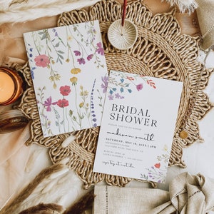 Wildflower Bridal Shower Invitation Template, Floral Bridal Brunch, Garden Bridal Shower Invite, Boho Bridal Shower, Instant Download, S2