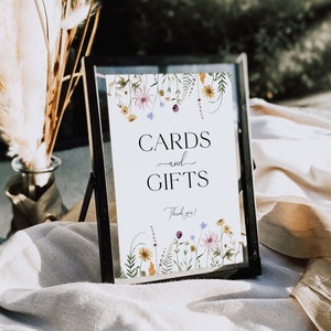 Wildflower Cards and Gifts Sign Template, Floral Wedding Sign, Floral Cards and Gifts Sign, Wildflower Wedding Sign, Boho Wedding Sign, S4